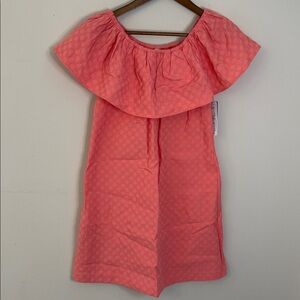 crown & ivy Coral Glow Bloom ll vibrant off the shoulder textured mini dress XS